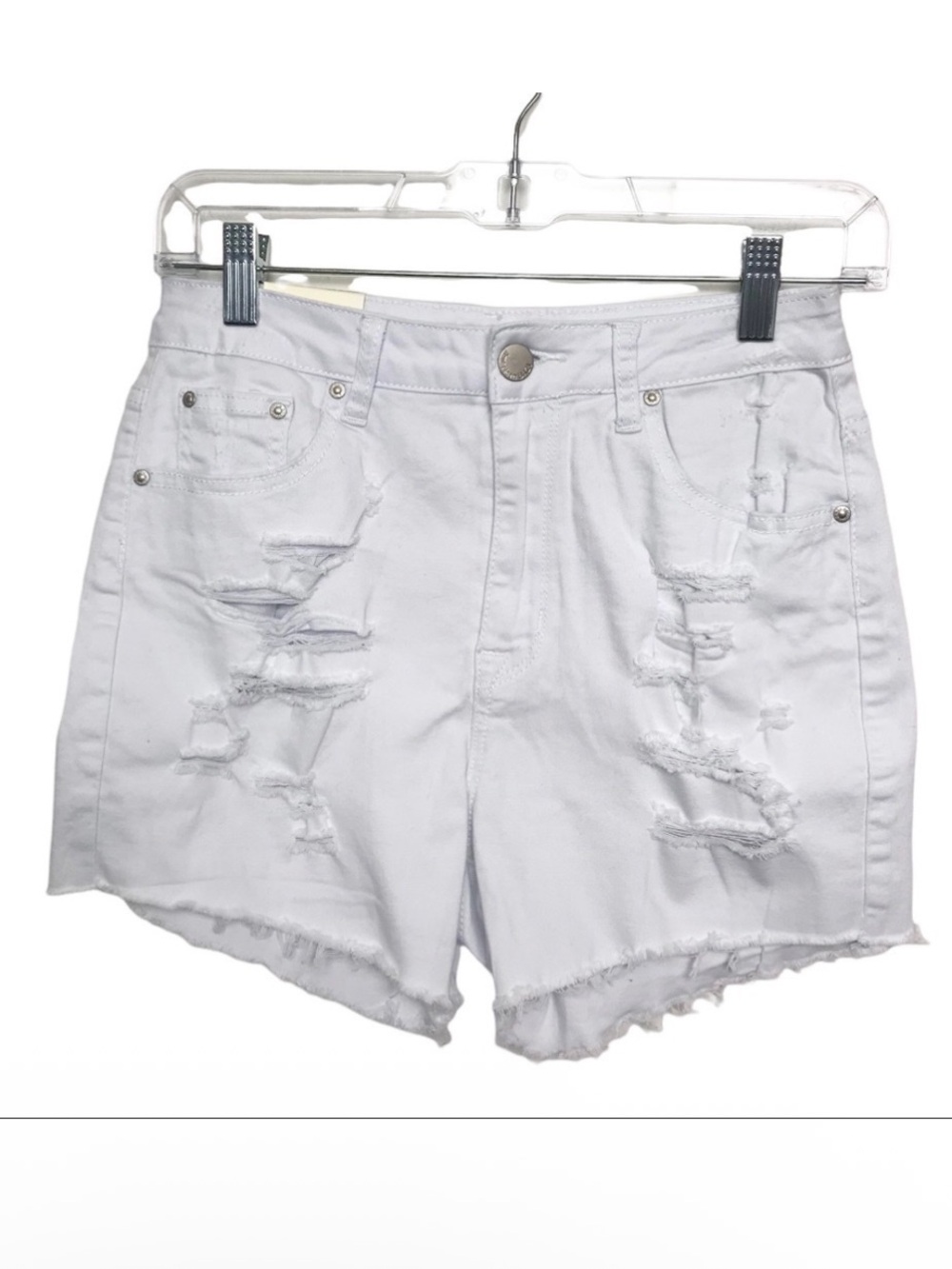 American Bazi White Distressed Twill Shorts NWT Medium